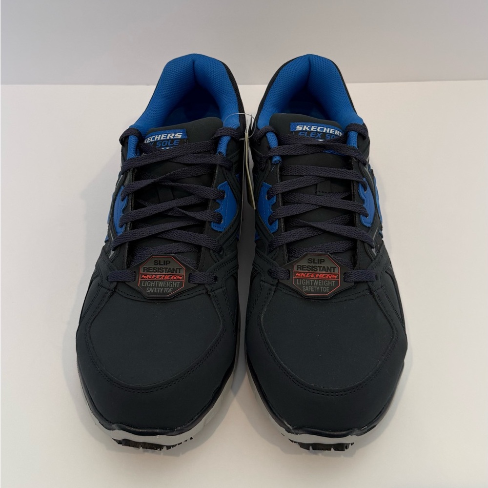 Skechers Black and Blue safety toe slip resistant sole sneakers - Picture 8 of 12